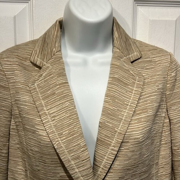 Nine West Textured Gold Cream Lined Long Blazer Size XS - Picture 2 of 14